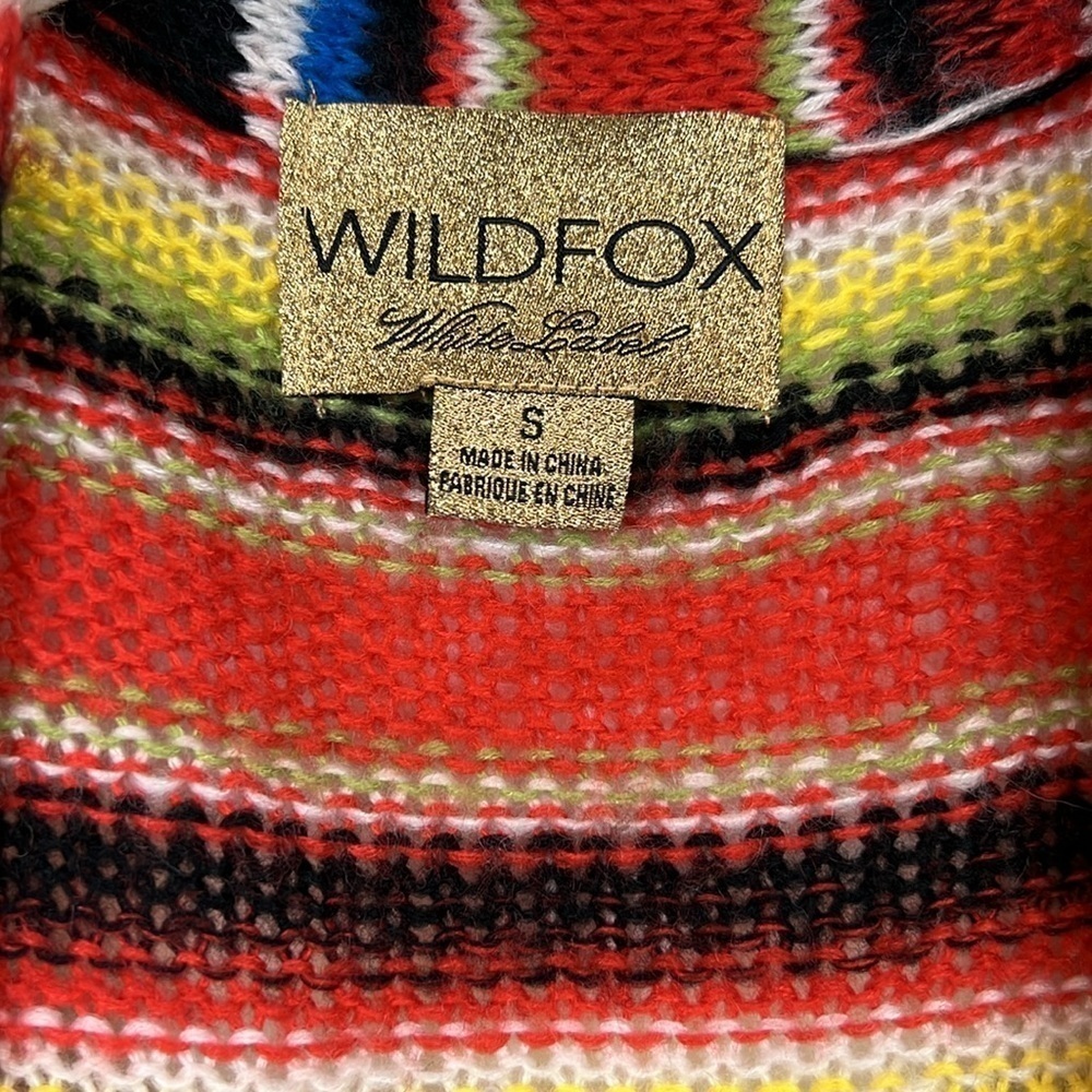 Wildfox Mohair Striped Mexican Blanket Cardigan Small Knit Colorful Small - Picture 4 of 6